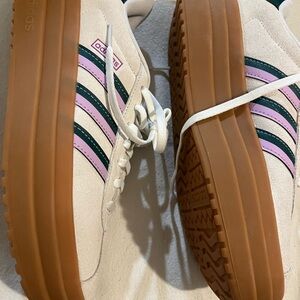 AdidasVL Court Bold Women's Sneakers - Cream with Pink and Green Stripes